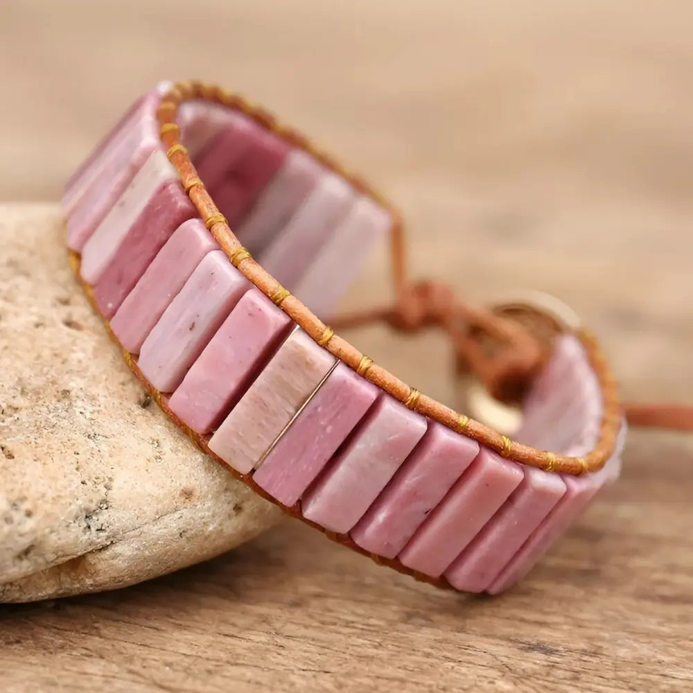 Rhodonite Bracelet with Rectangle Stone
