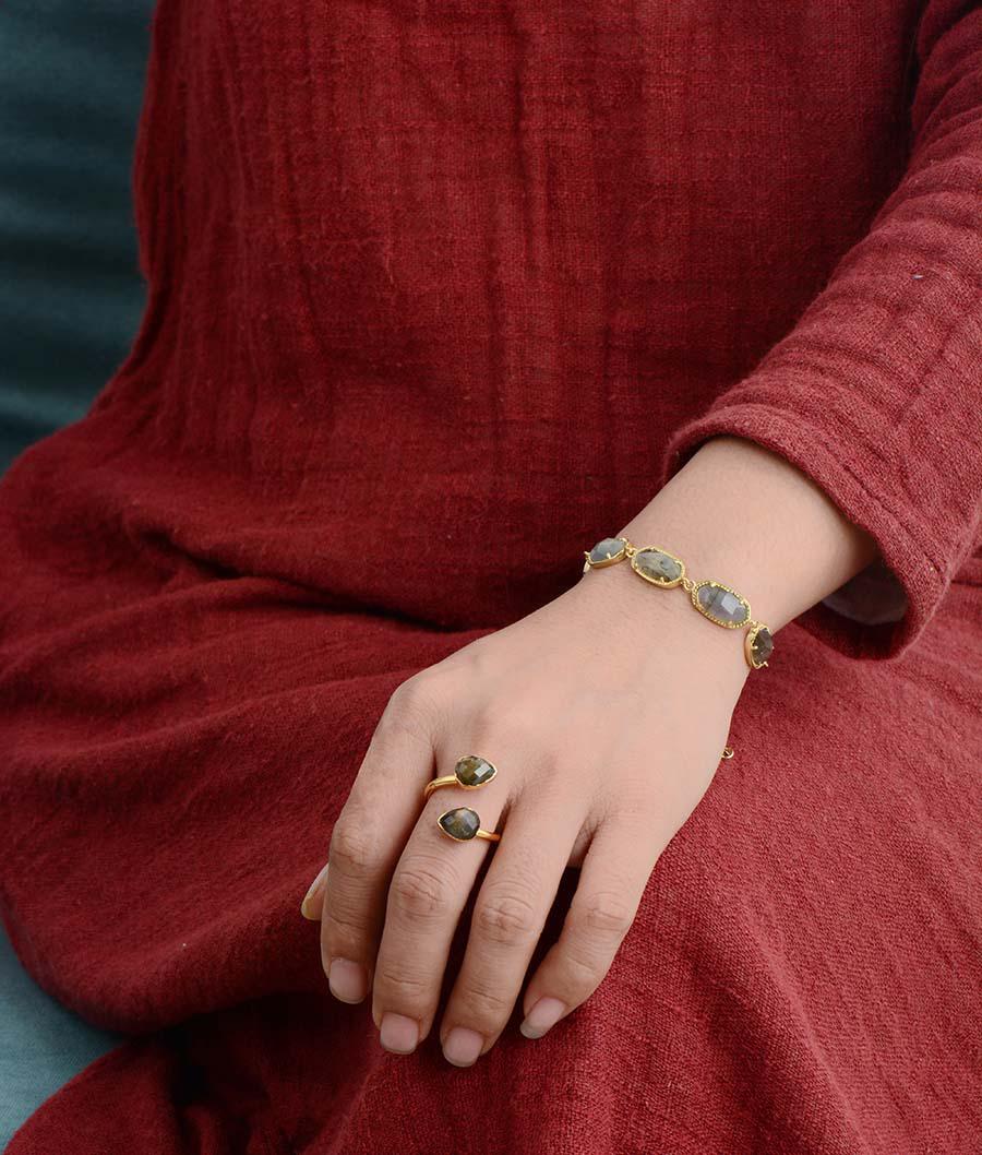 Labradorite Stone Ring <br> Adjustable