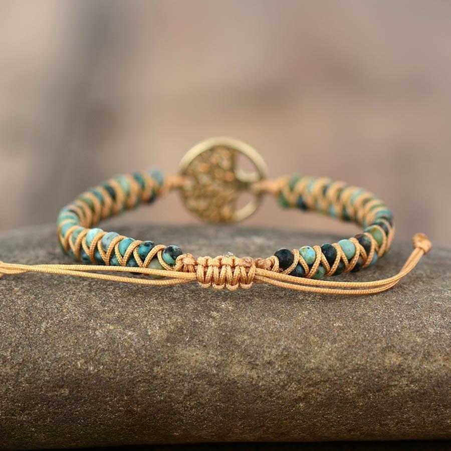 African Bead Bracelets Men Stone <br> Tree of Life