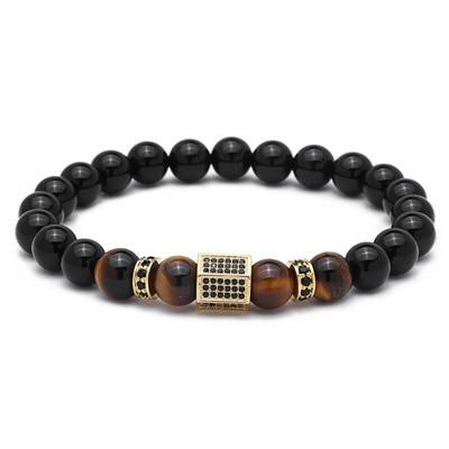 Black Agate Bead Bracelet <br> Tiger Eye