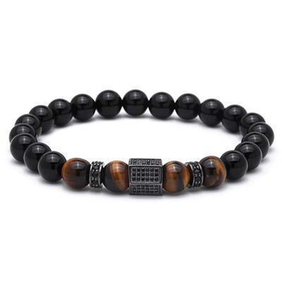 Black Agate Bead Bracelet <br> Tiger Eye