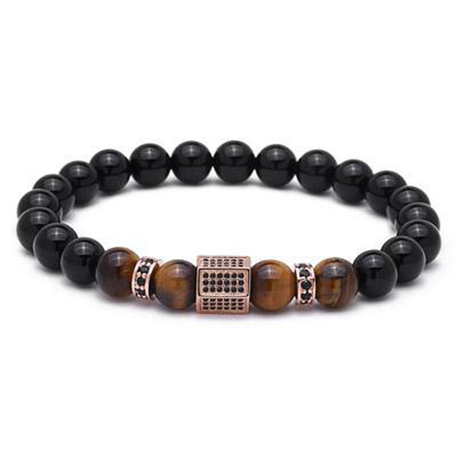 Black Agate Bead Bracelet <br> Tiger Eye