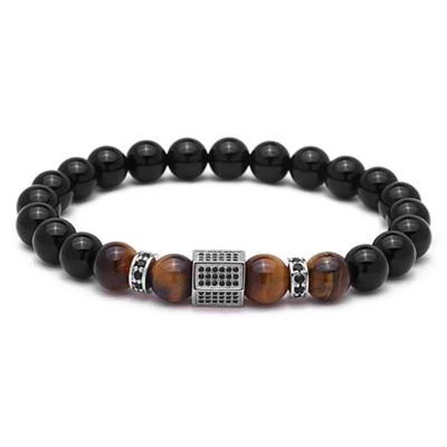 Black Agate Bead Bracelet <br> Tiger Eye
