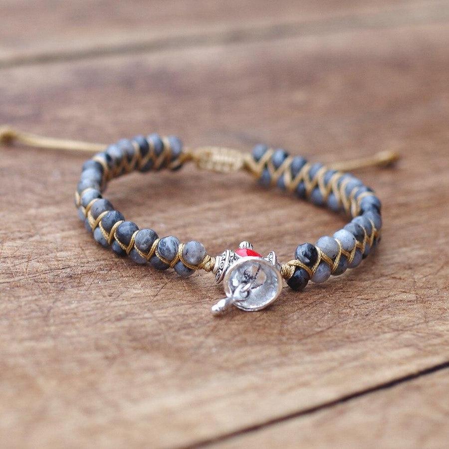 Spiritual Labradorite Bracelet for Men | Tibetan Bell Element