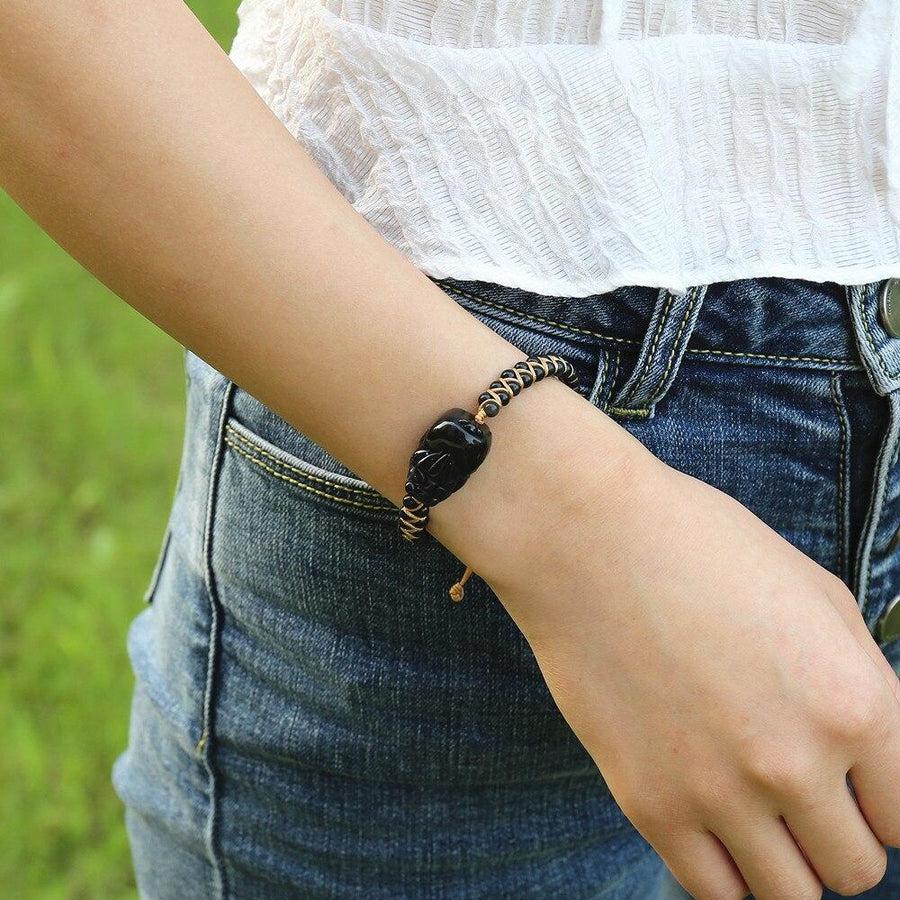 Black Obsidian Pixiu Bracelet | Abundance & Luck