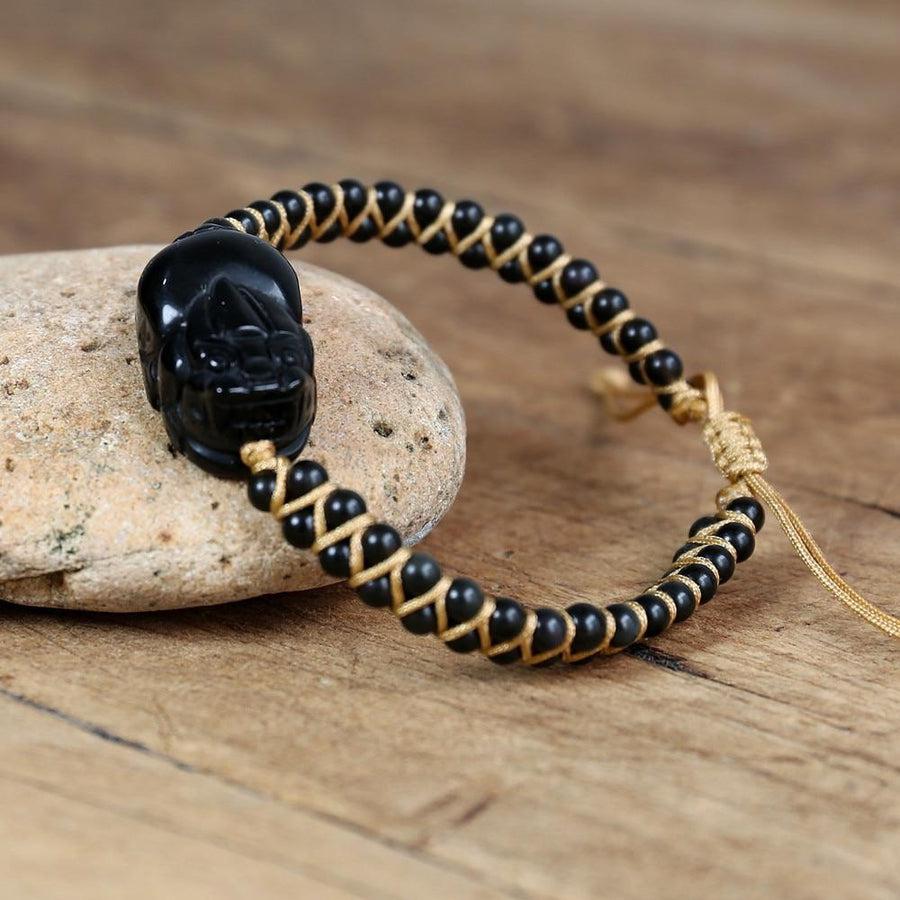Obsidian Shamballa and Pixiu Bracelet