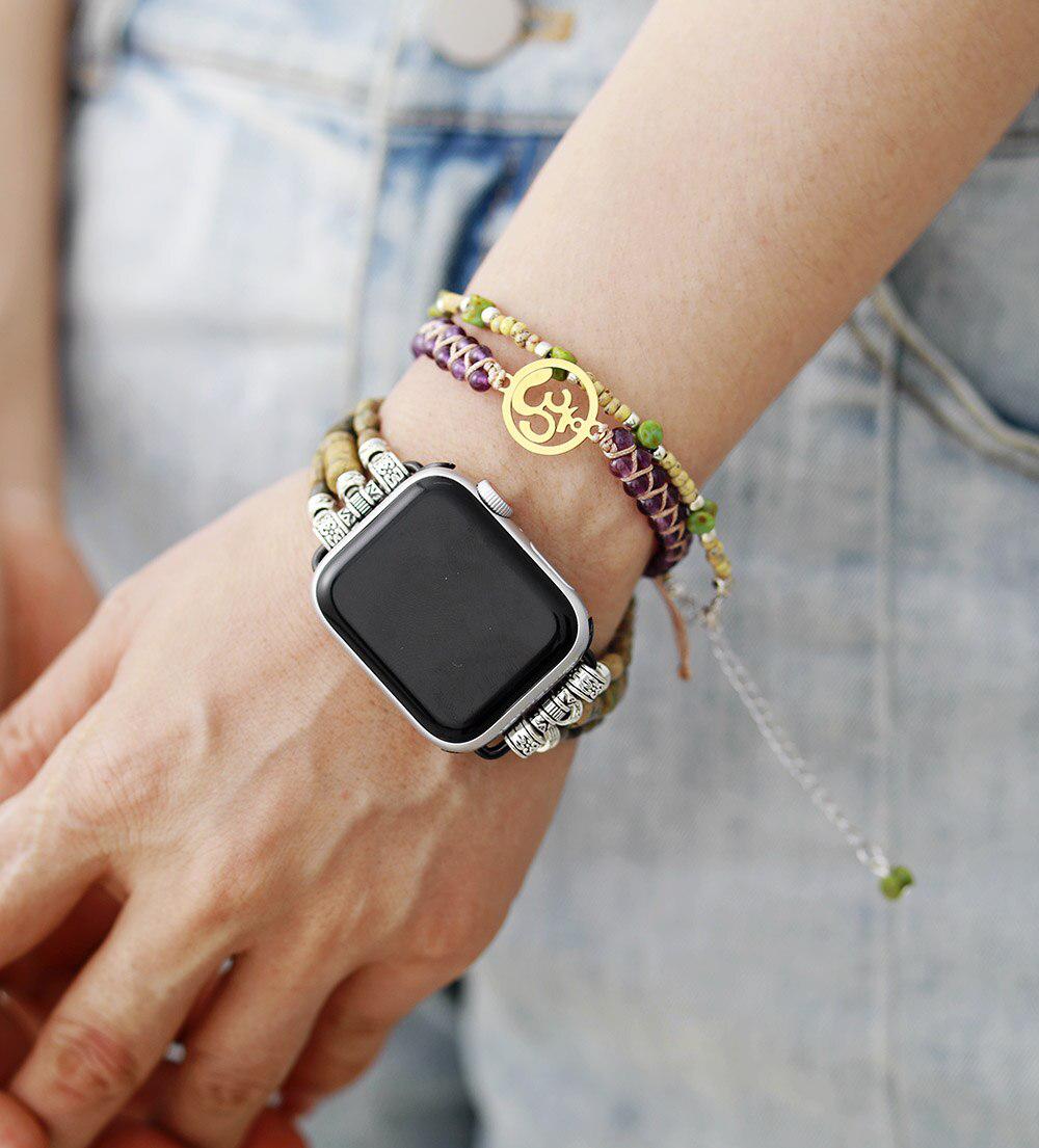 Om Symbol Amethyst Bracelet – Serenity & Protection