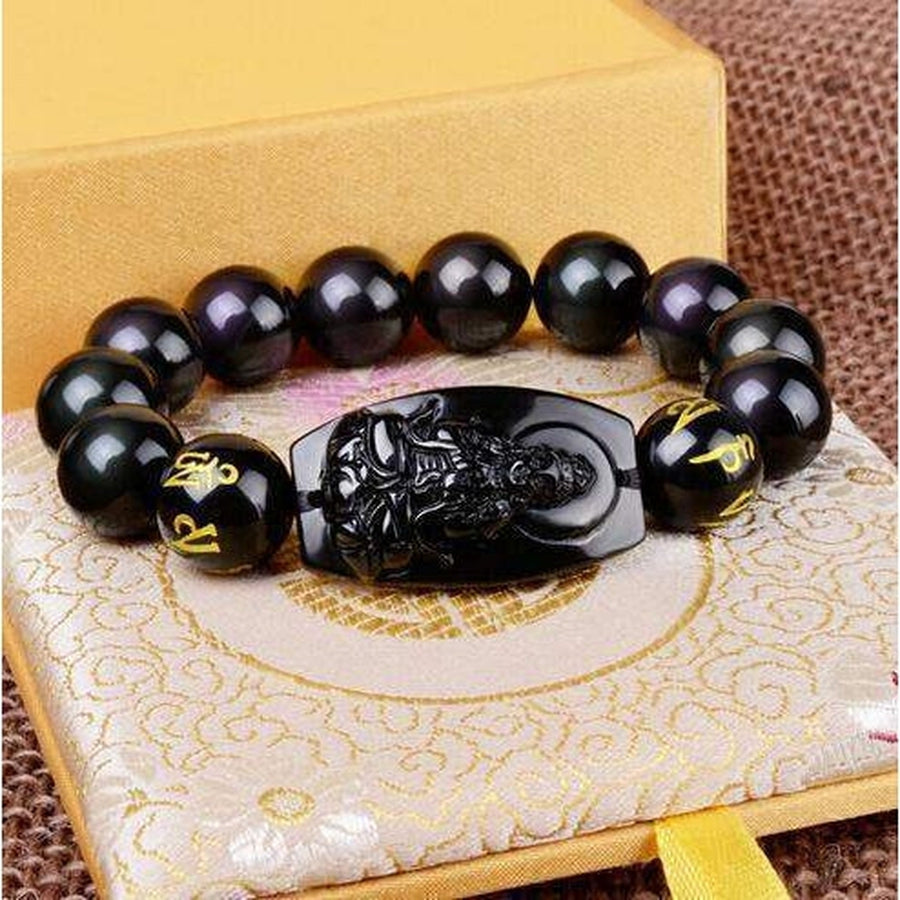 Buddha Power Black Obsidian Bracelet
