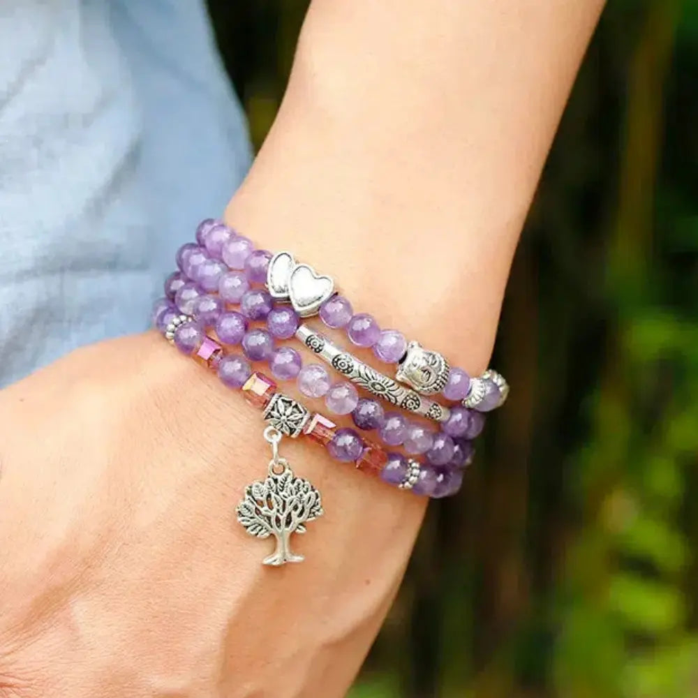 108 Amethyst Mala with Meditation