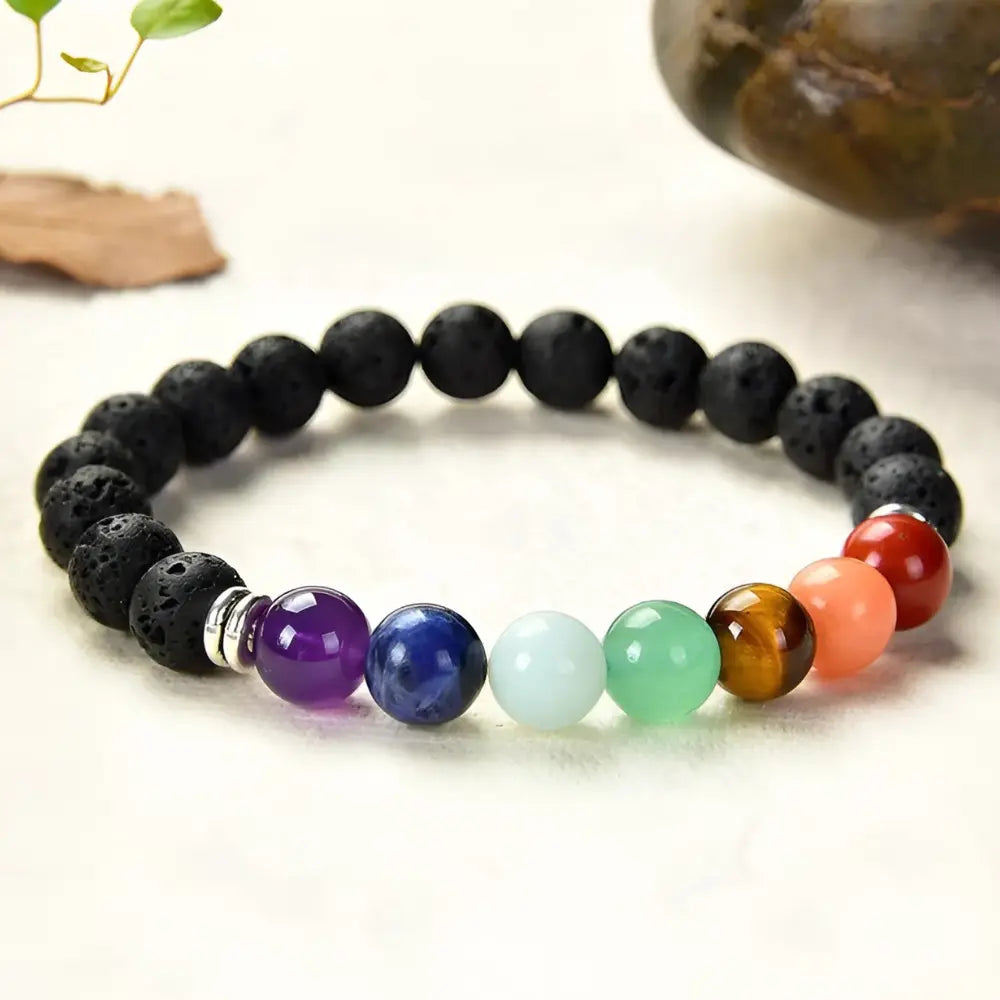 7 Chakras Lava Stone Bracelet