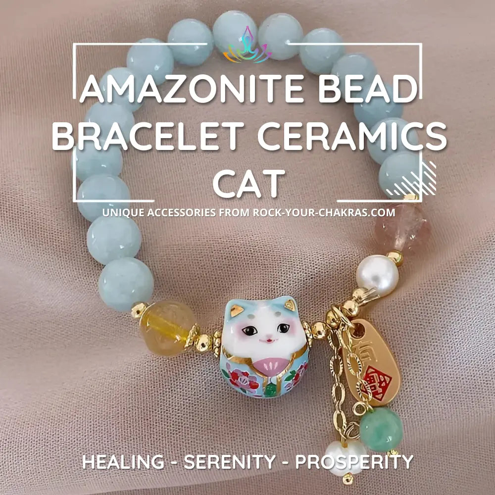 Amazonite Bead Bracelet <br> Ceramics Cat