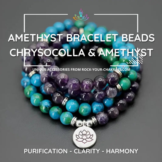 Amethyst Bracelet Beads Chrysocolla & Amethyst