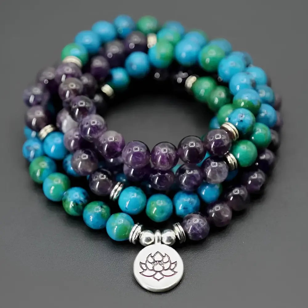 Amethyst Bracelet Beads with Chrysocolla Amethyst