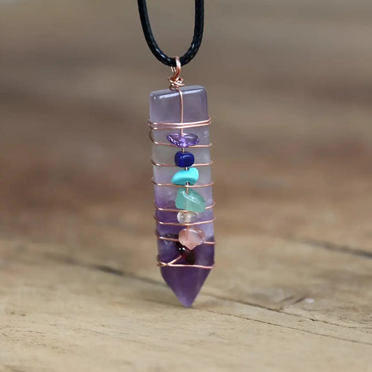 Amethyst Seven Chakra Pendant