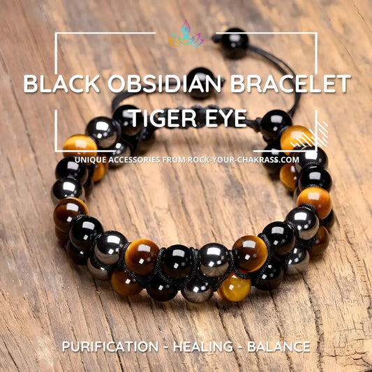 Black Obsidian Bracelet <br> Tiger Eye