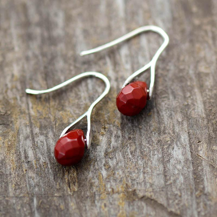 Red Faceted Jasper Dangle Earrings