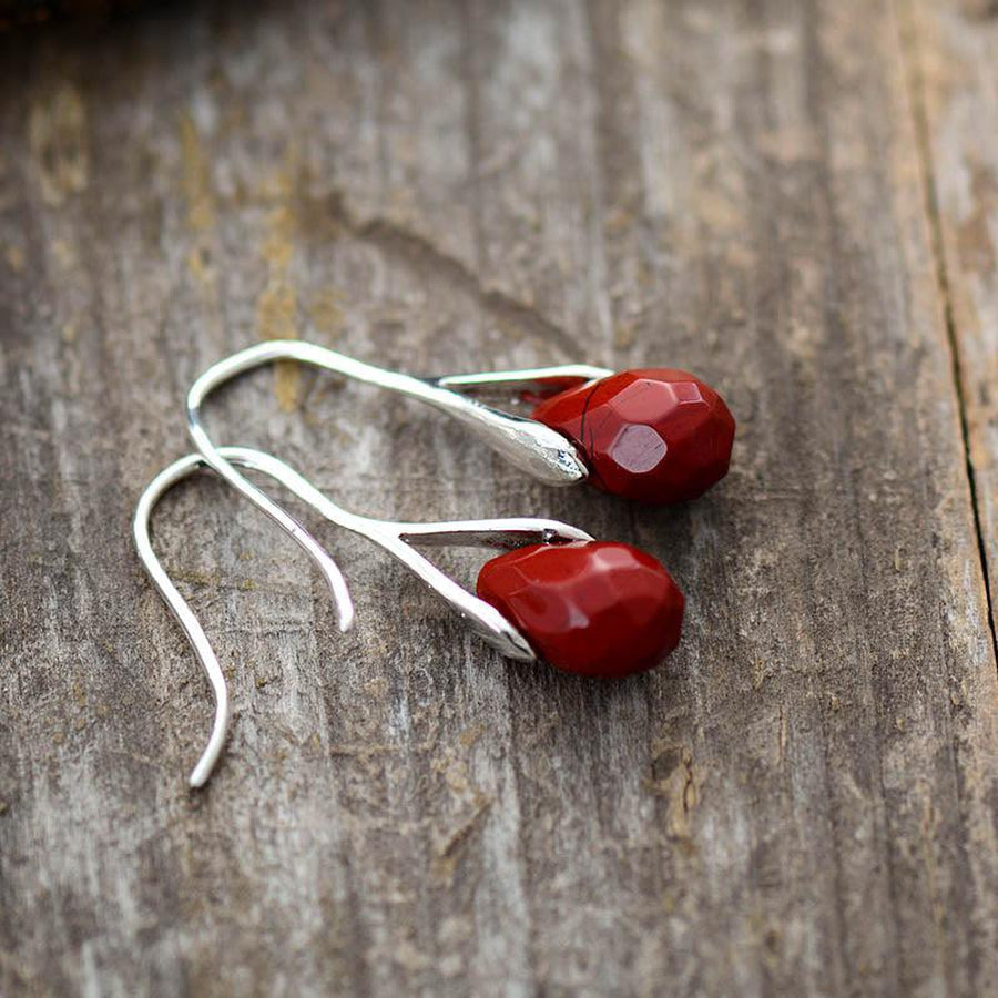 Red Faceted Jasper Dangle Earrings