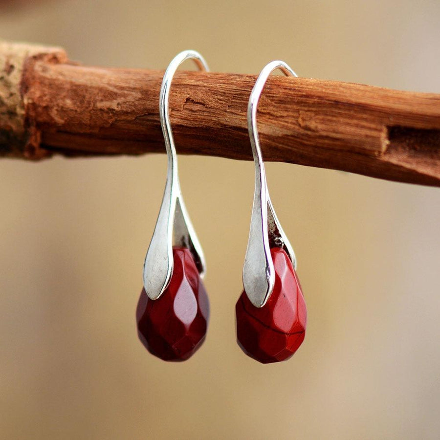 Red Faceted Jasper Dangle Earrings