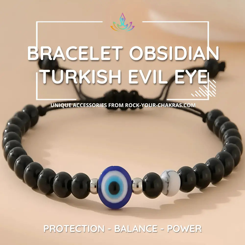 Bracelet Obsidian with Turkish Evil Eye