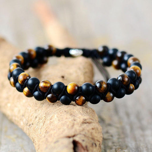 Matte Black Onyx and Tiger Eye Energy Bracelet