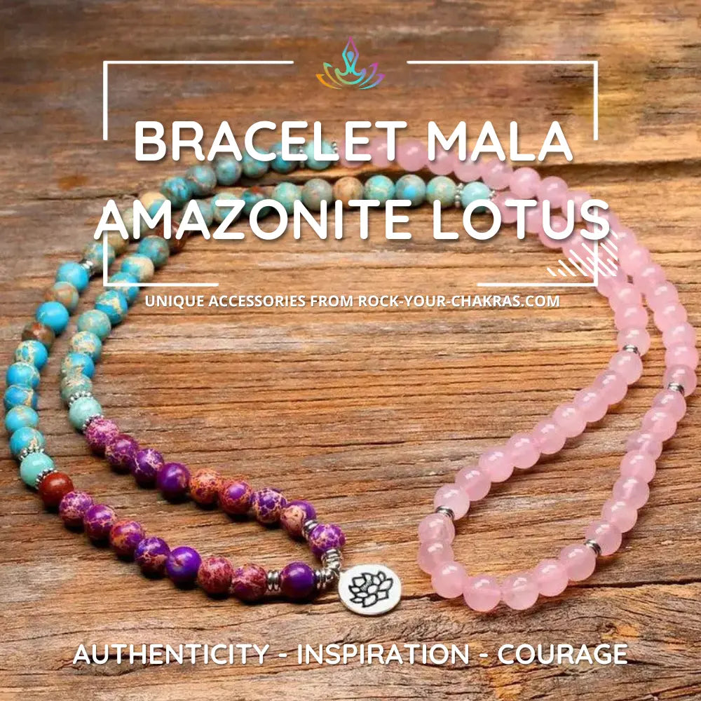 Bracelet Mala Amazonite and Lotus