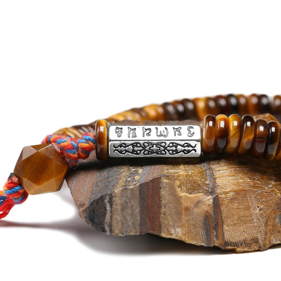 Natural Tiger's Eye Stone Buddhist Bracelets