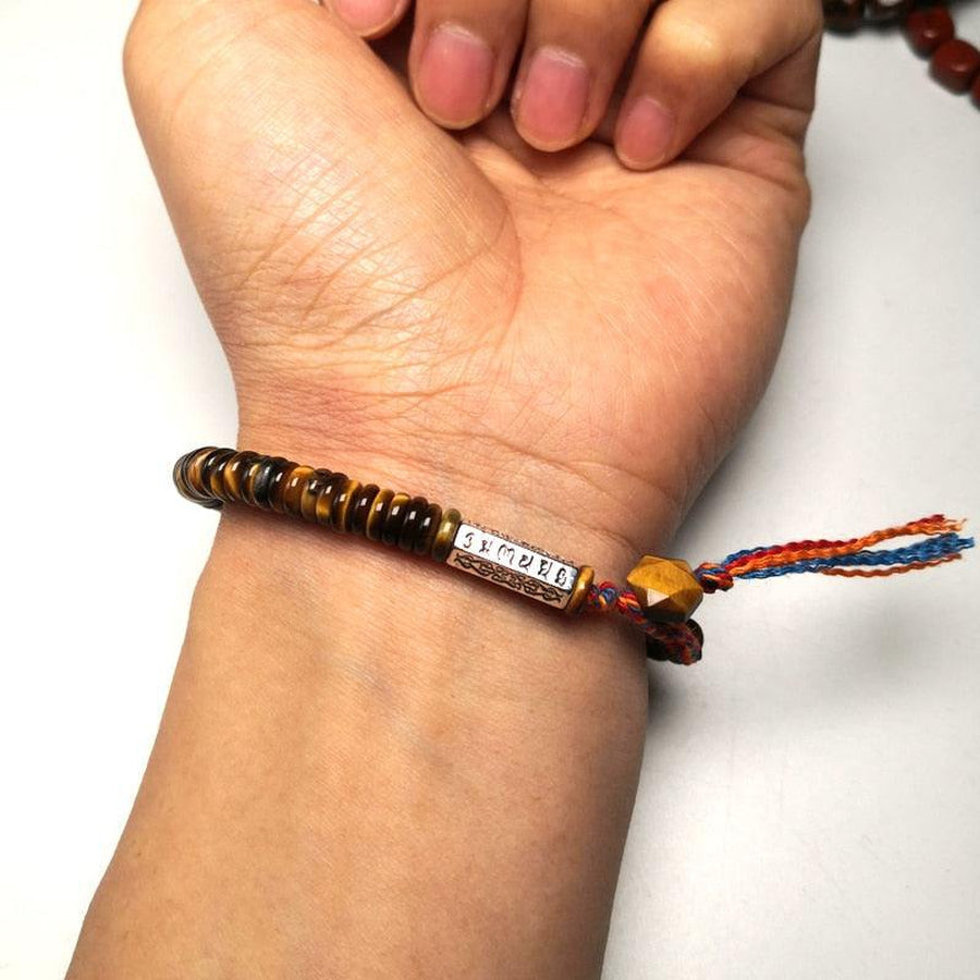 Natural Tiger's Eye Stone Buddhist Bracelets