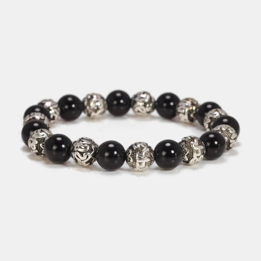 Engraved OM Mantra Natural Black Onyx Bracelets