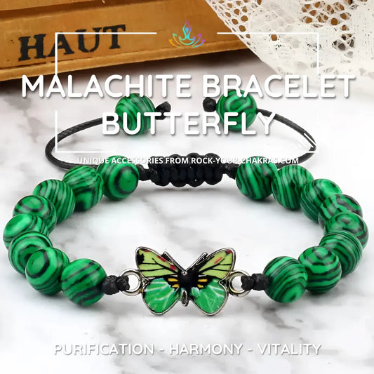 Malachite Bracelet with Butterfly