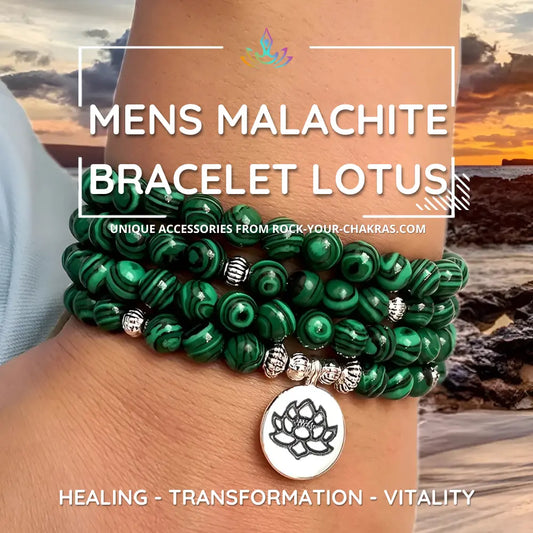 Mens Malachite Bracelet with Lotus