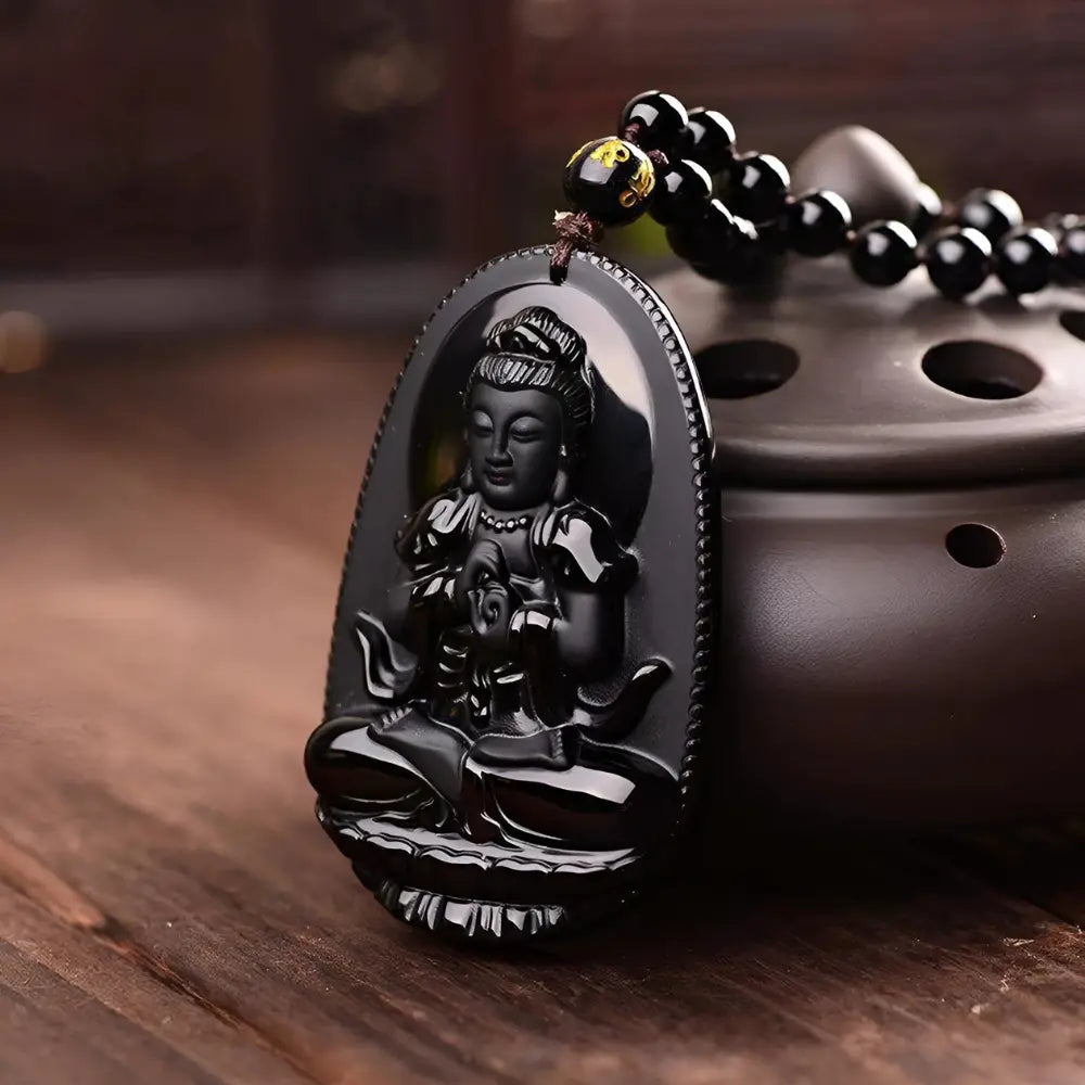 Natural Obsidian Buddha Pendant