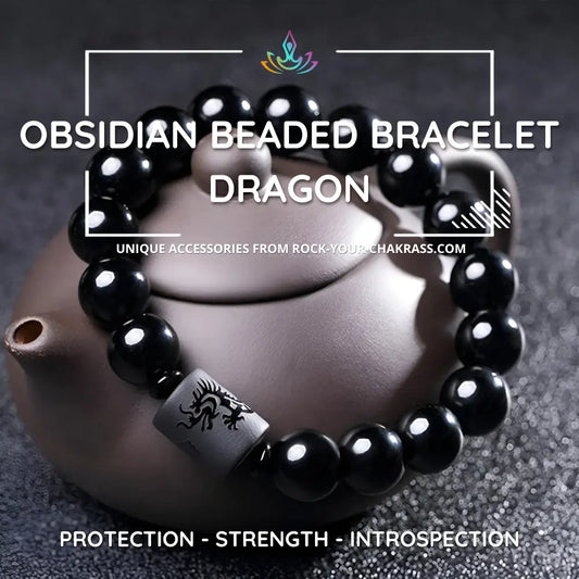 Obsidian Beaded Bracelet Dragon