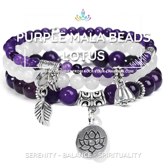 Purple Mala Beads Lotus