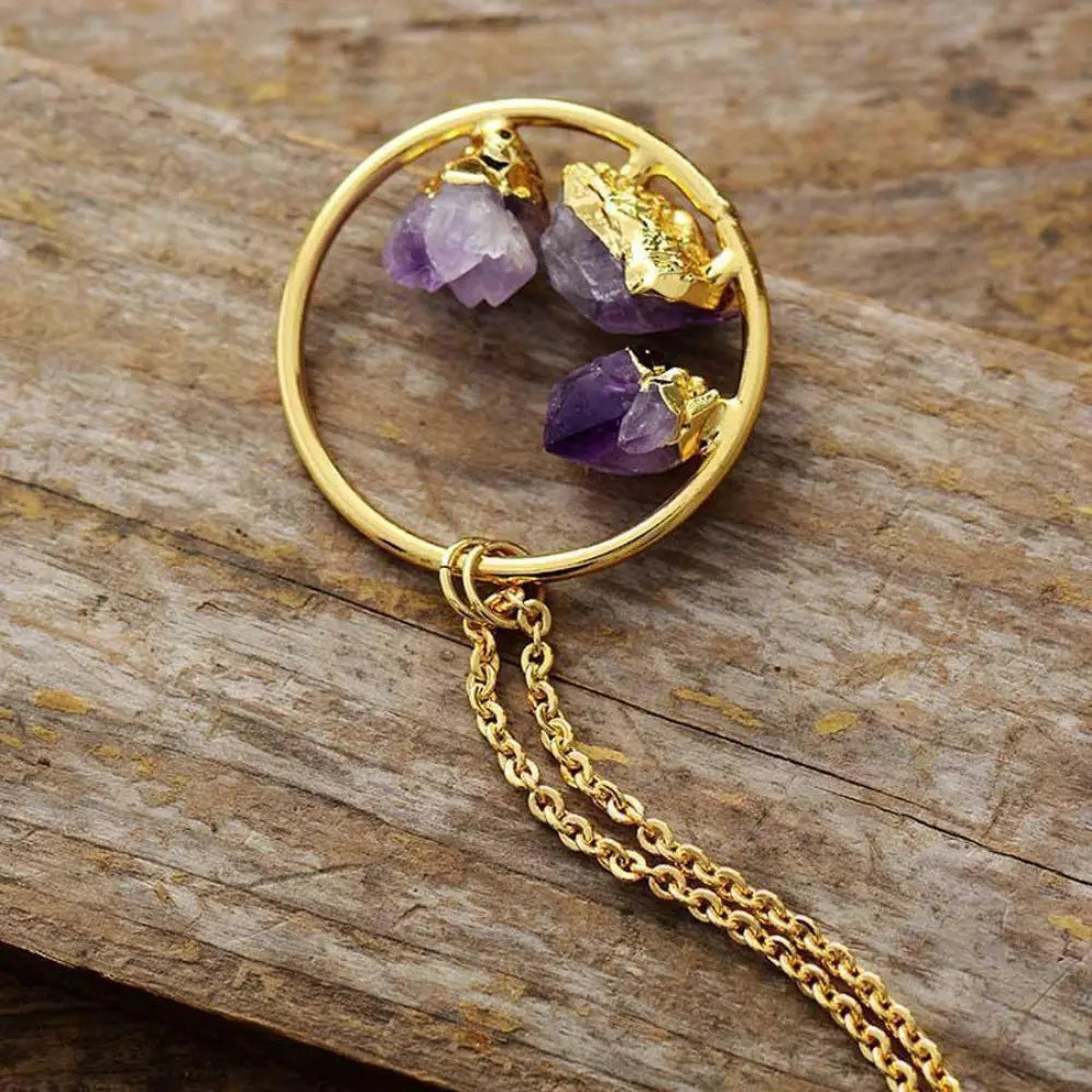 Round Amethyst Pendant Necklace