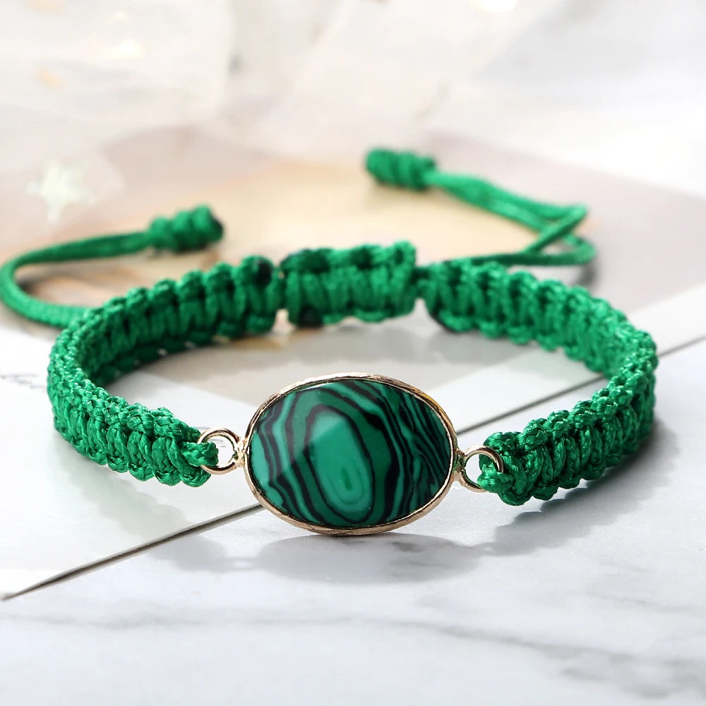 Natural Malachite Bracelet <br> Adjustable