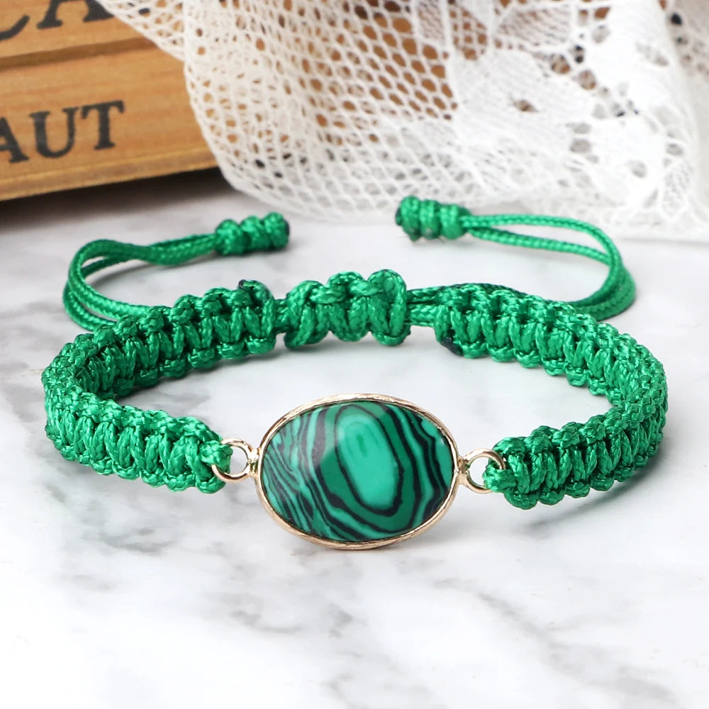 Natural Malachite Bracelet <br> Adjustable