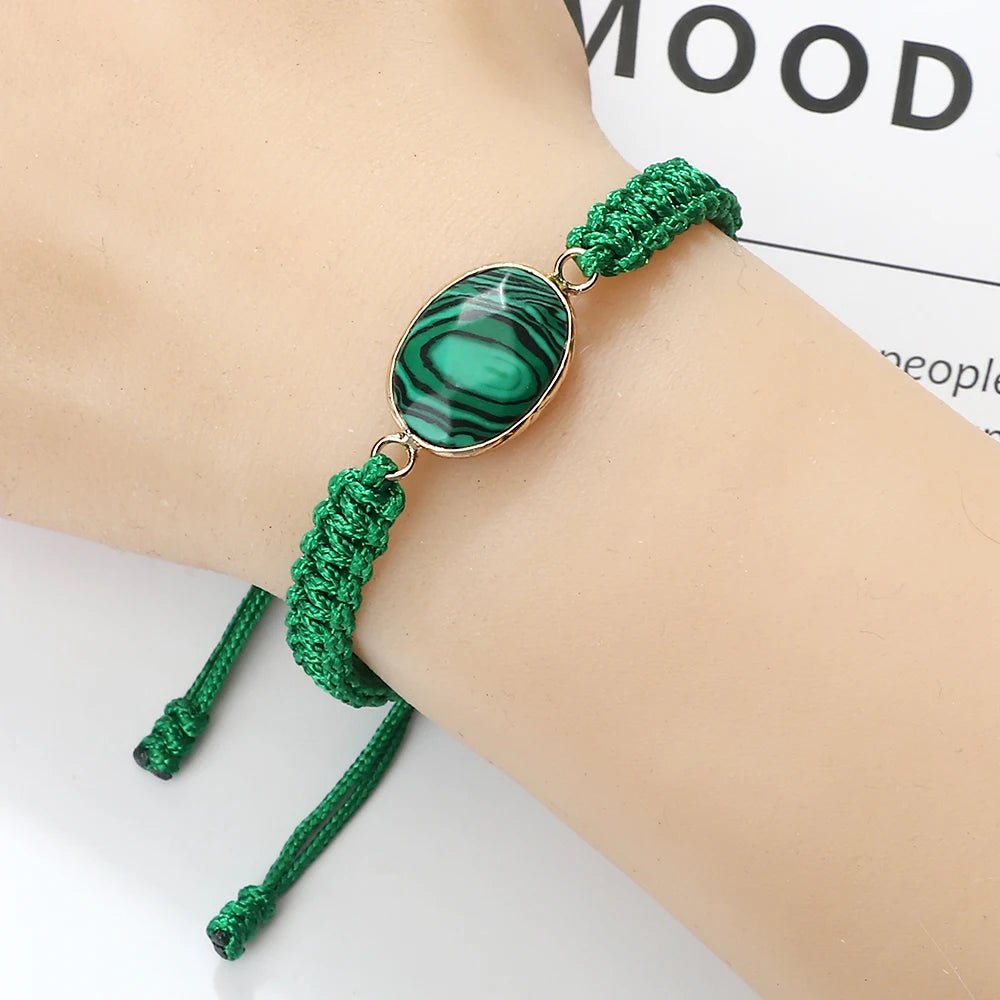 Natural Malachite Bracelet <br> Adjustable