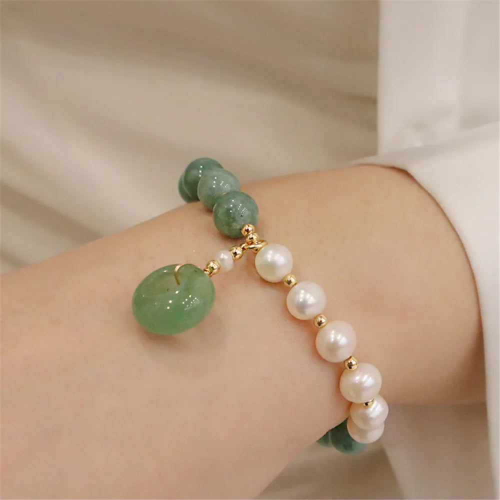 Green Aventurine Bracelet <br> Pearls