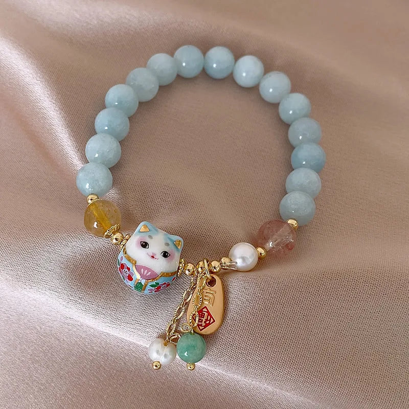 Amazonite Bead Bracelet <br> Ceramics Cat