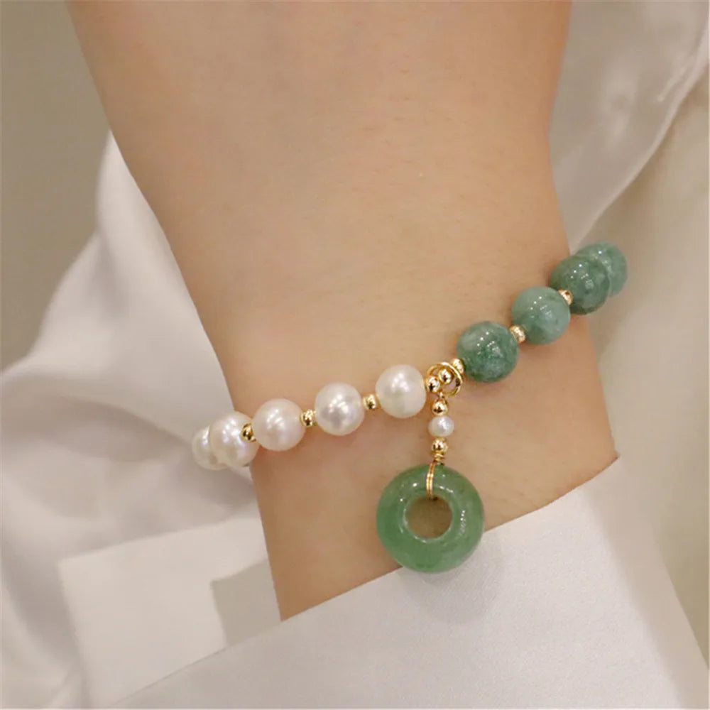 Green Aventurine Bracelet <br> Pearls