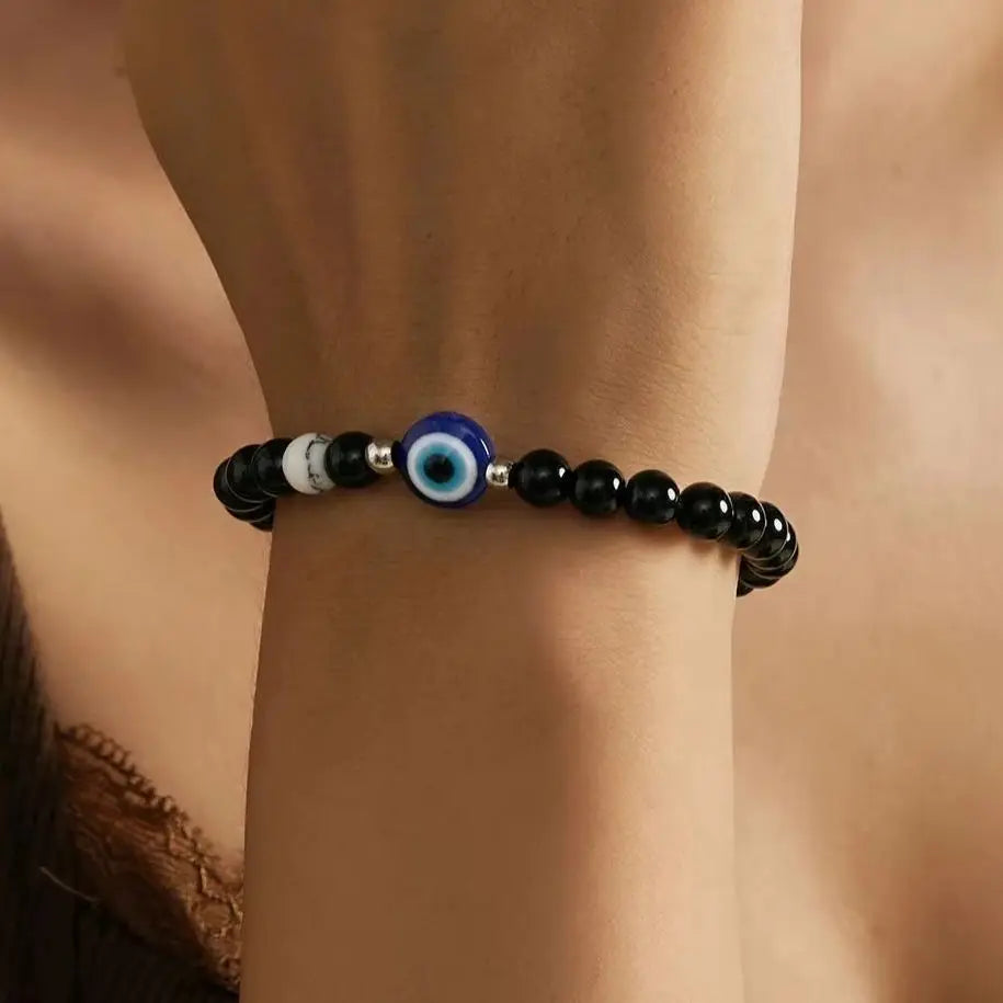 Bracelet Obsidian <br> Turkish Evil Eye