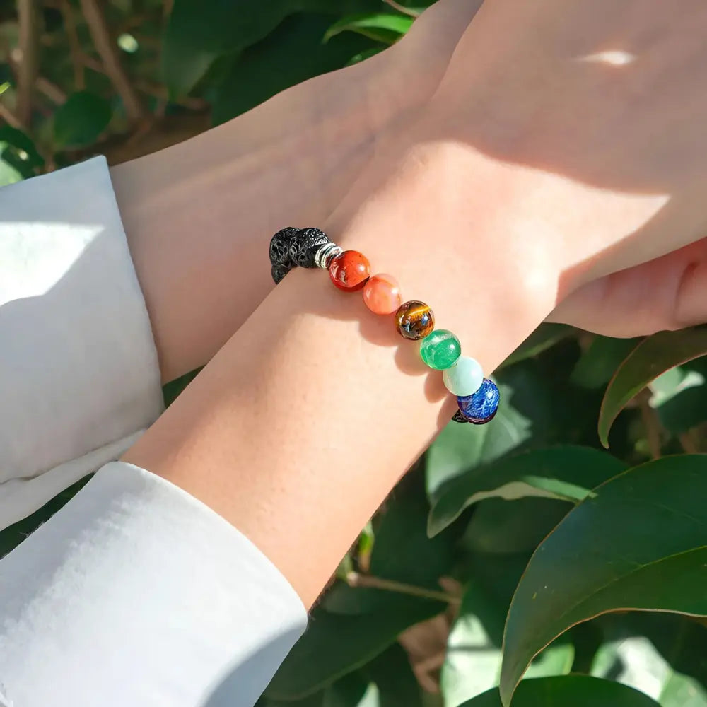 Seven Chakra Lava Stones Bracelets