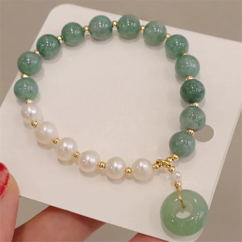 Green Aventurine Bracelet <br> Pearls