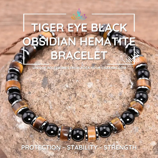 Tiger Eye Black Obsidian Hematite Bracelet