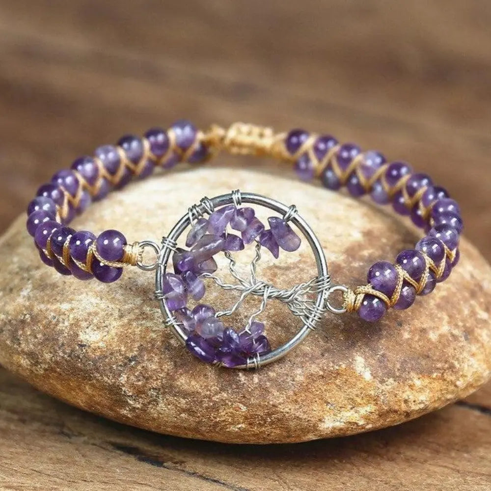 Women's Amethyst Bracelet and Tree of Life