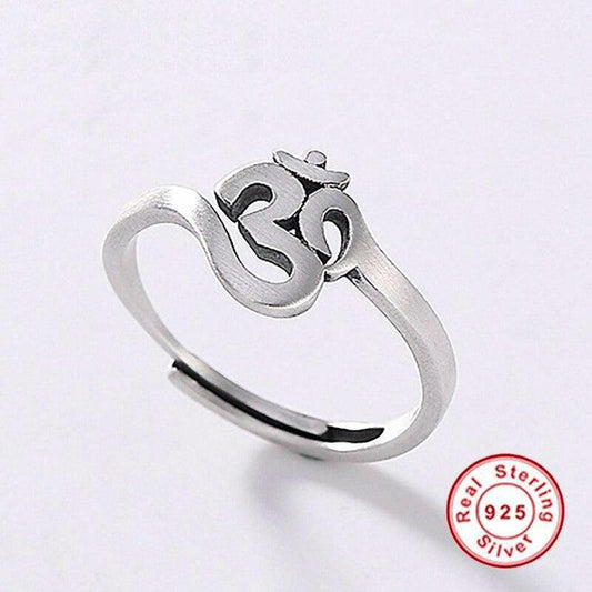 925 Sterling Silver Om Ring