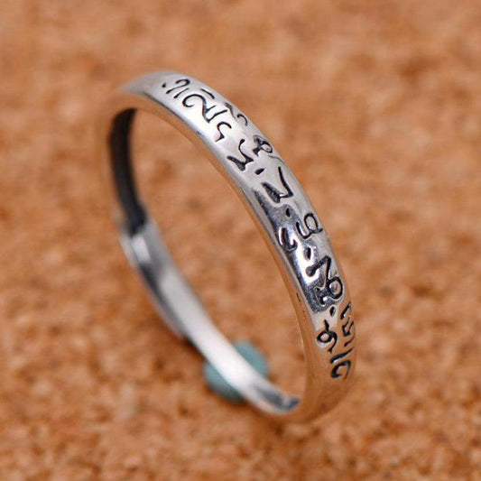 Om Mani Padme Hum Silver Ring