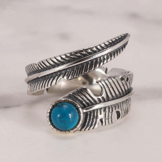 Turquoise Feather Sterling Silver Ring