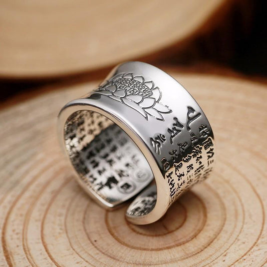 Lotus Sutra 999 Silver Ring