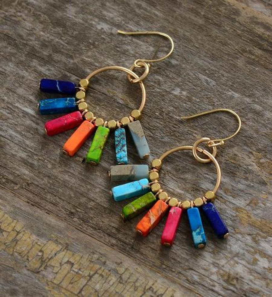 Natural Chakra Stone Earrings